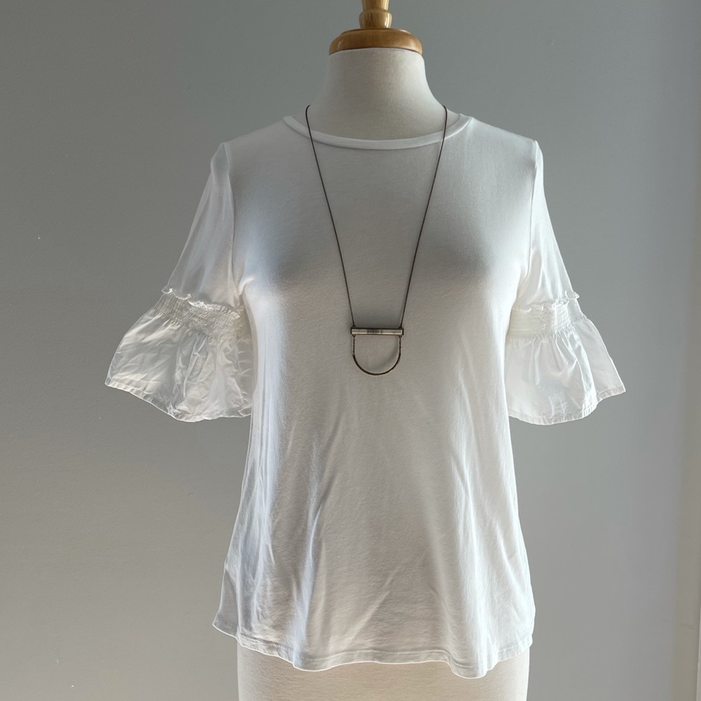 ANN TAYLOR LOFT | SMOCKED SLEEVE TOP